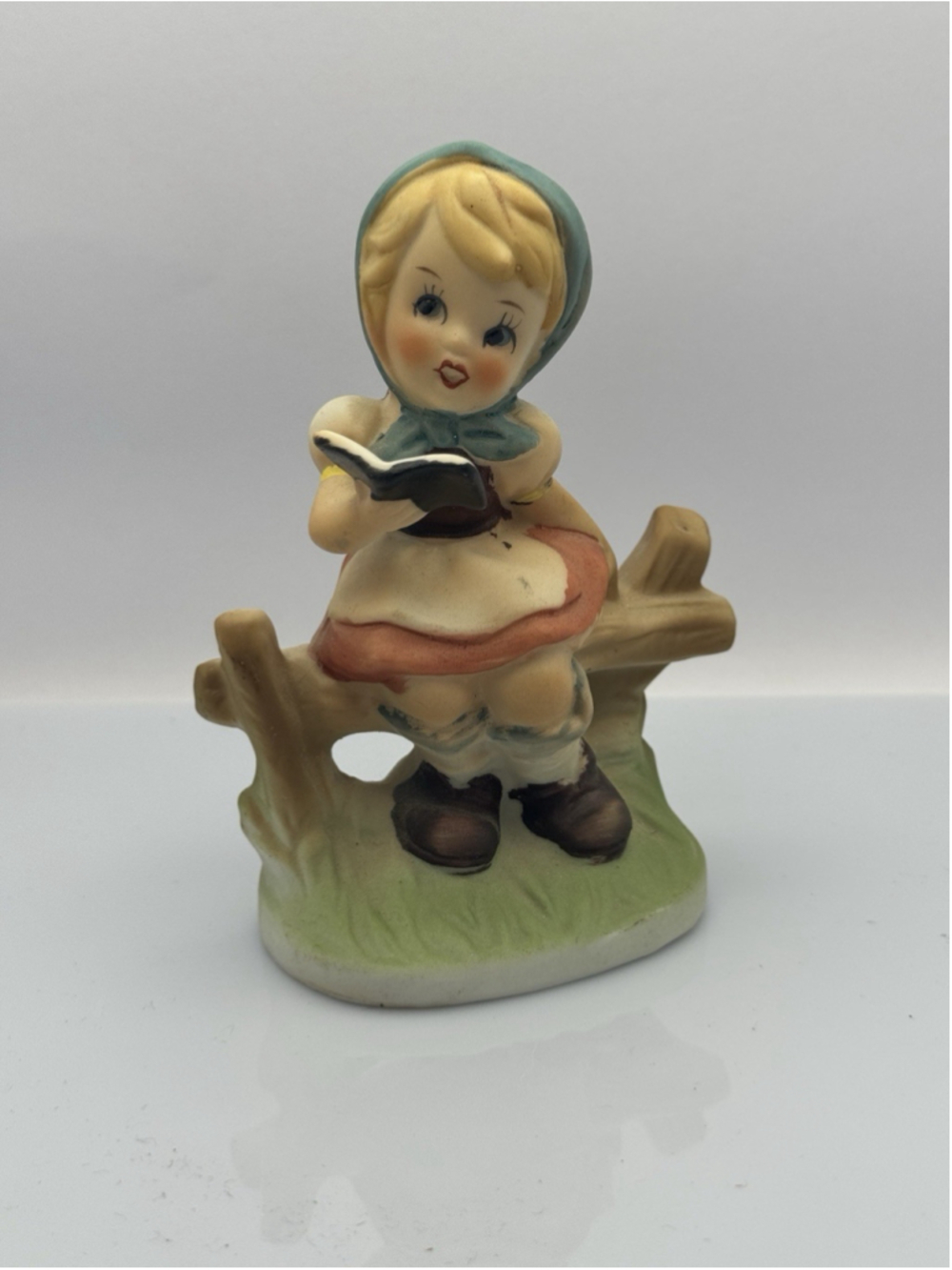 Vintage Mid-Century Hand-Painted Ceramic Little Girl Figurine